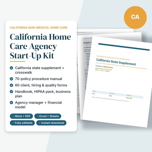 California Home Care Agency Start-Up Kit